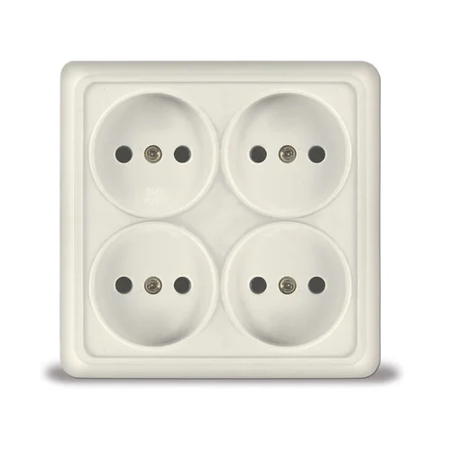 Розетка 4-м ОП Олимп 16А IP20 квадрат. без заземл. сл. кость UNIVersal 1170